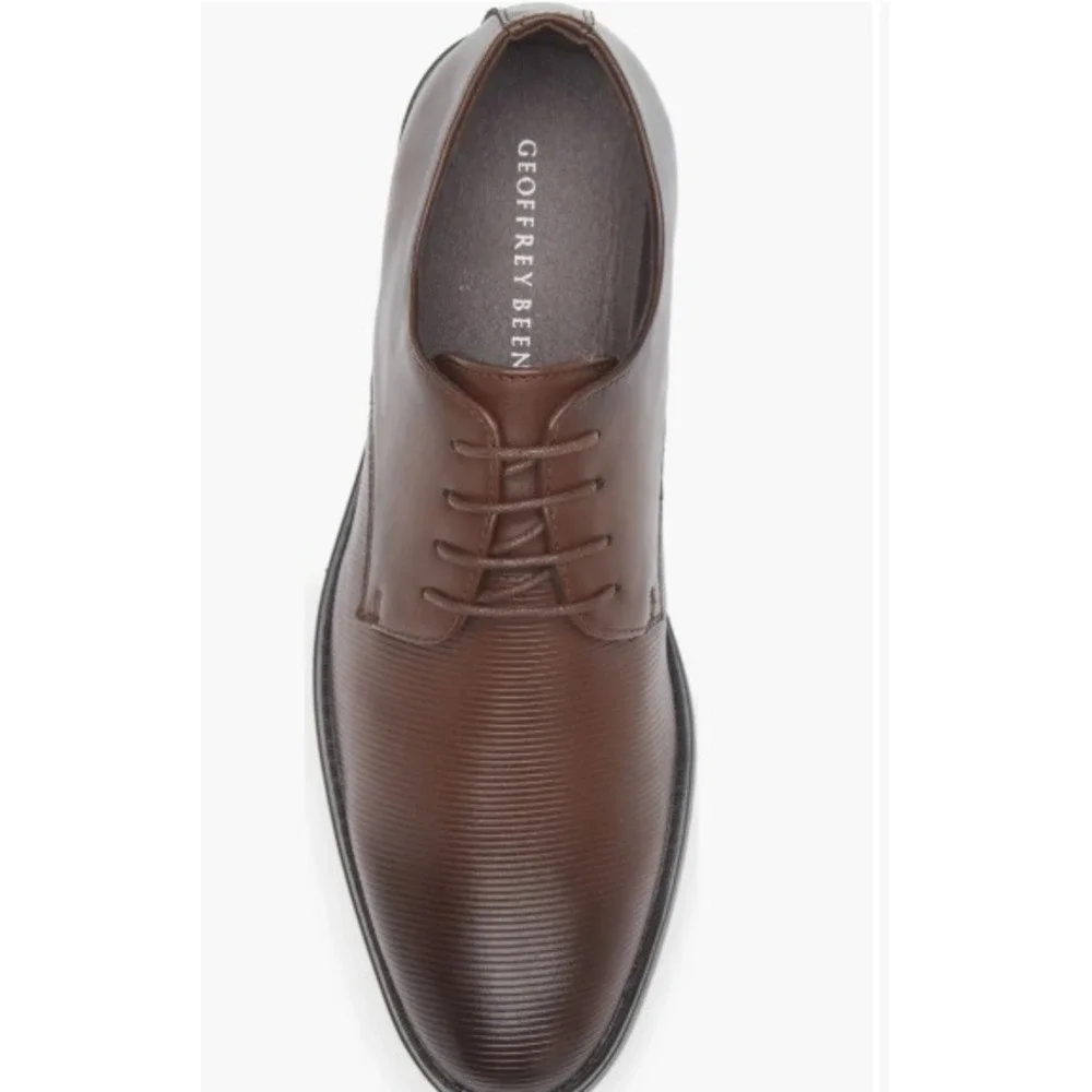 NIB Geoffrey Beene Ribbed Derby Dress Shoes Mens 9.5 Brown Lace Up Formal